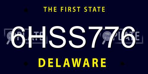 6HSS776 Delaware License Plate