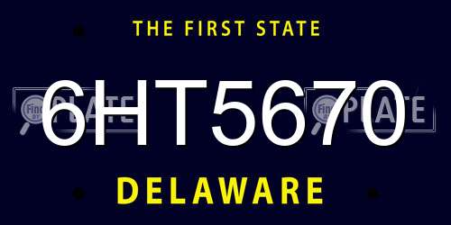 6HT5670 Delaware License Plate