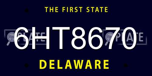 6HT8670 Delaware License Plate