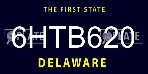 6HTB620 Delaware License Plate