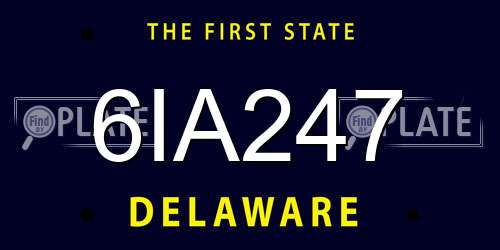 6IA247 Delaware License Plate