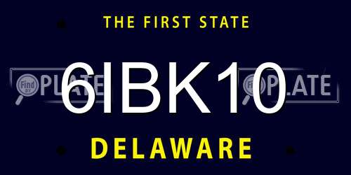 6IBK10 Delaware License Plate