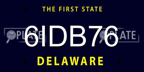 6IDB76 Delaware License Plate