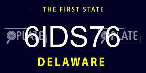 6IDS76 Delaware License Plate