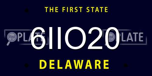 6IIO20 Delaware License Plate
