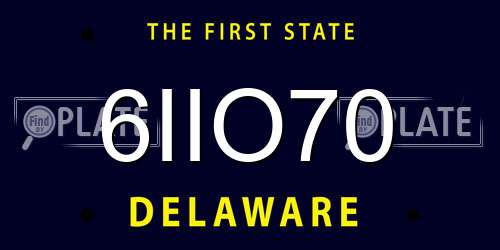 6IIO70 Delaware License Plate