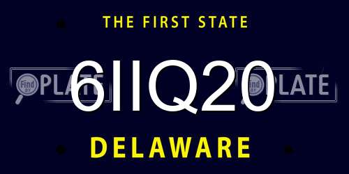 6IIQ20 Delaware License Plate