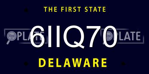 6IIQ70 Delaware License Plate