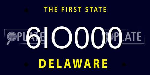 6IO000 Delaware License Plate