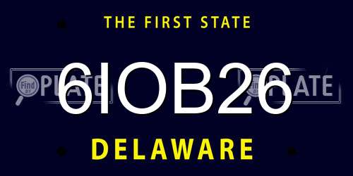 6IOB26 Delaware License Plate