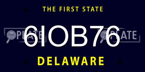6IOB76 Delaware License Plate