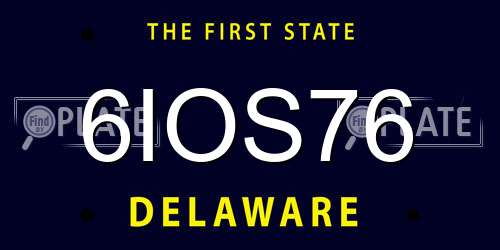 6IOS76 Delaware License Plate