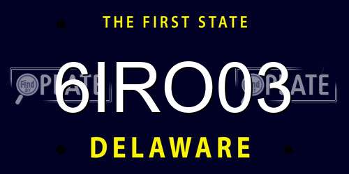 6IRO03 Delaware License Plate