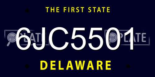 6JC5501 Delaware License Plate