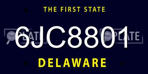 6JC8801 Delaware License Plate