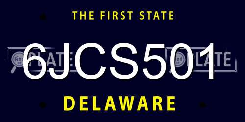 6JCS501 Delaware License Plate