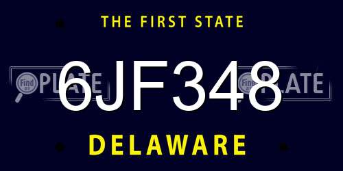 6JF348 Delaware License Plate