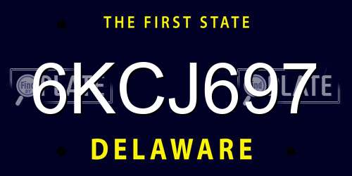 6KCJ697 Delaware License Plate