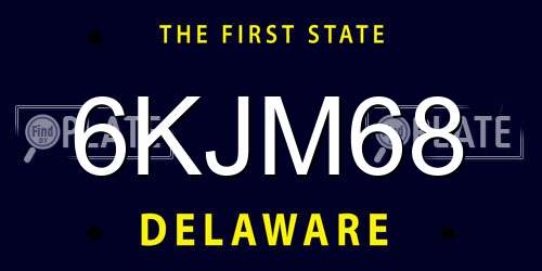 6KJM68 Delaware License Plate