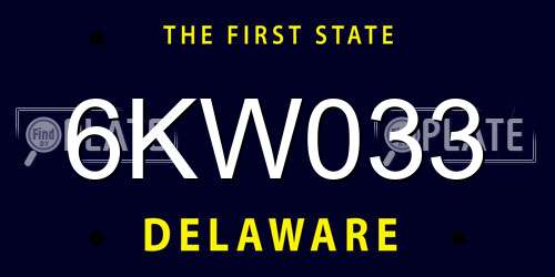 6KW033 Delaware License Plate