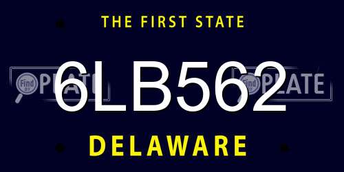 6LB562 Delaware License Plate