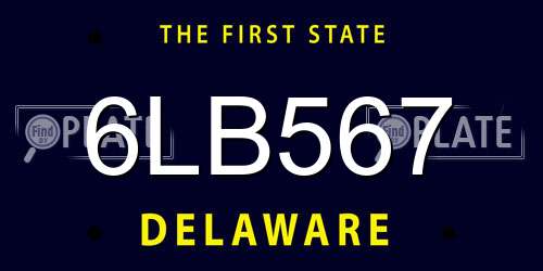 6LB567 Delaware License Plate