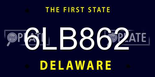 6LB862 Delaware License Plate