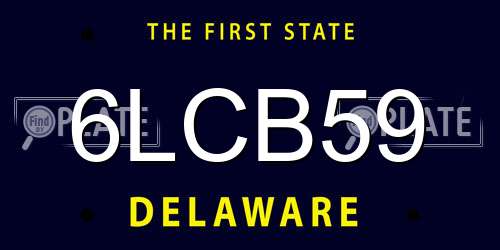 6LCB59 Delaware License Plate