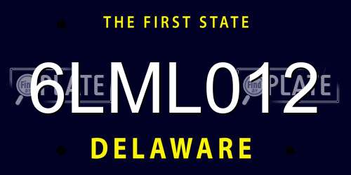 6LML012 Delaware License Plate