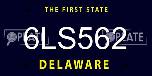6LS562 Delaware License Plate