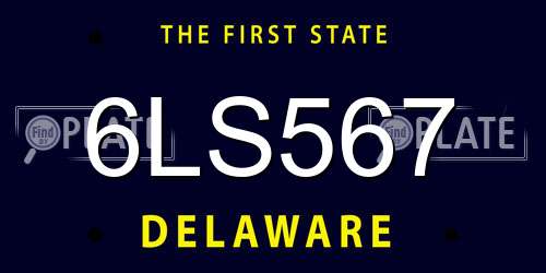 6LS567 Delaware License Plate