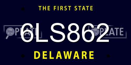 6LS862 Delaware License Plate