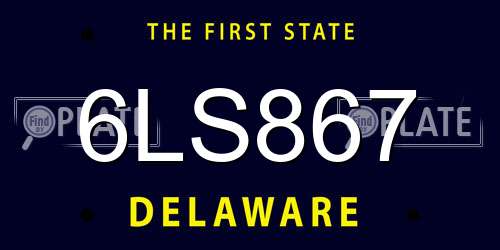 6LS867 Delaware License Plate