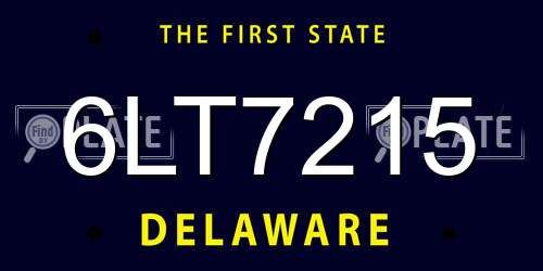 6LT7215 Delaware License Plate