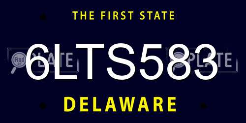 6LTS583 Delaware License Plate