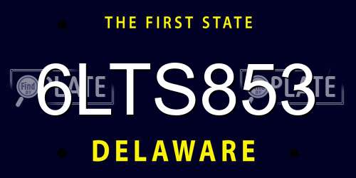 6LTS853 Delaware License Plate