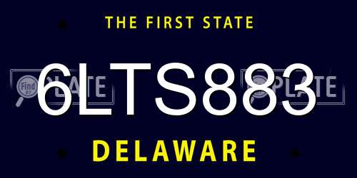 6LTS883 Delaware License Plate
