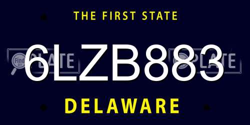 6LZB883 Delaware License Plate