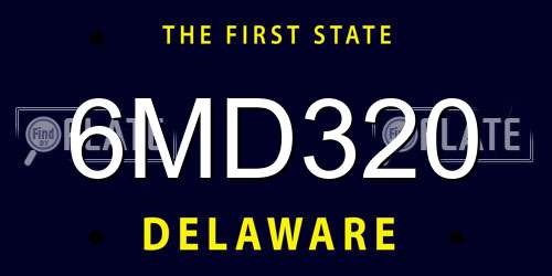 6MD320 Delaware License Plate
