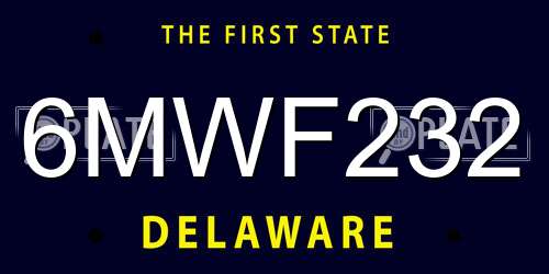 6MWF232 Delaware License Plate