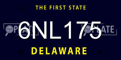 6NL175 Delaware License Plate