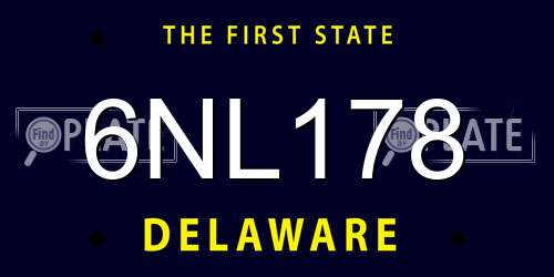 6NL178 Delaware License Plate