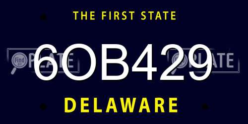 6OB429 Delaware License Plate