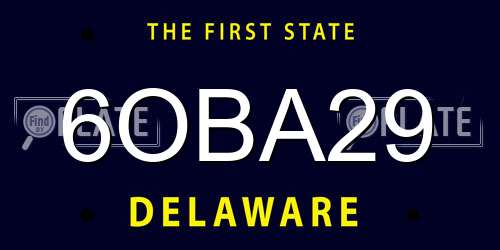 6OBA29 Delaware License Plate