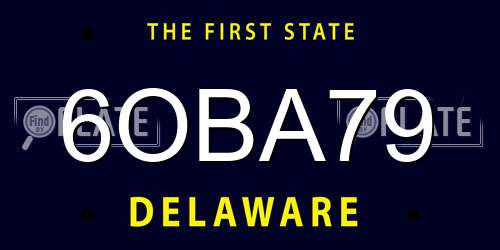 6OBA79 Delaware License Plate