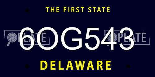 6OG543 Delaware License Plate