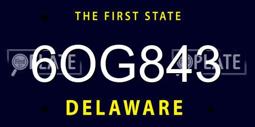 6OG843 Delaware License Plate