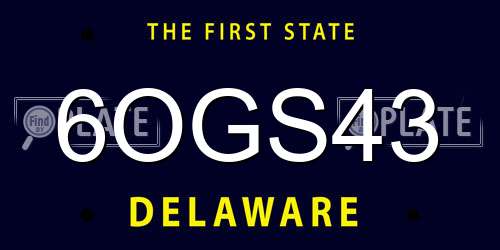 6OGS43 Delaware License Plate