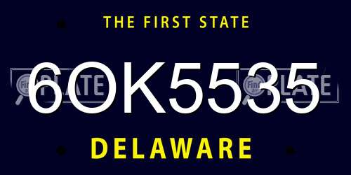 6OK5535 Delaware License Plate