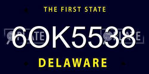 6OK5538 Delaware License Plate